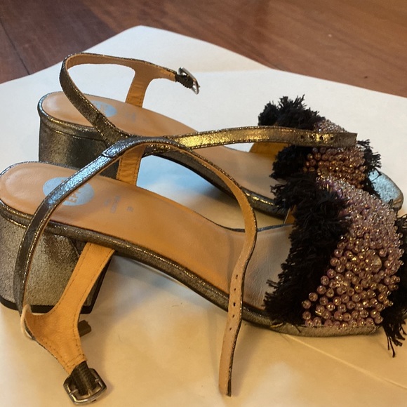 silver shoes with a purple bead accent - Picture 3 of 5